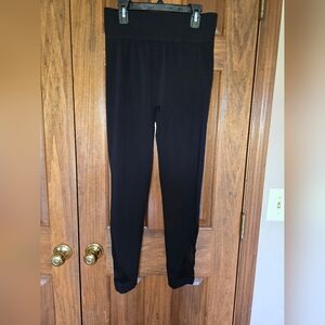 Black Leggings/Tights w/ fishnet accent at outer ankle,EUC, Stay up waistband